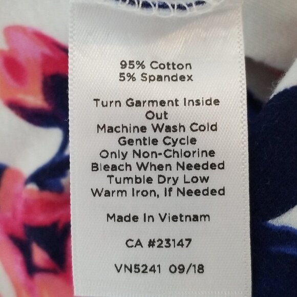 Talbots 3/4 Sleeve Coral & Blue Floral Shirt XLp Extra Large Petite - Picture 7 of 7